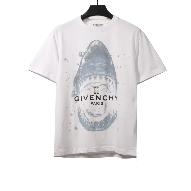  Givenchy diving great white shark print short-sleeved white T-Shirts