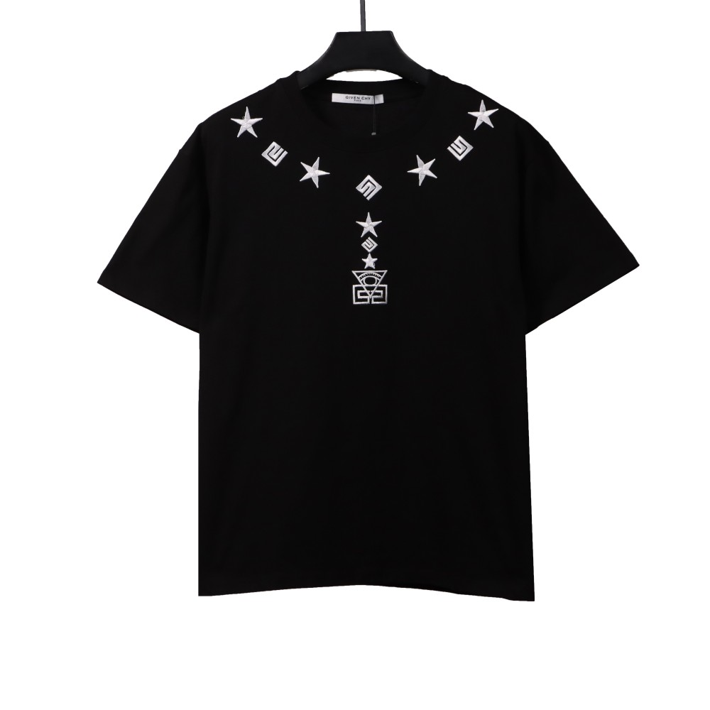 Givenchy five-pointed star necklace pendant embroidered short-sleeved black T-Shirts