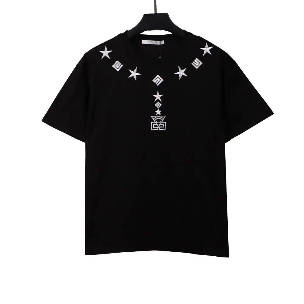 Givenchy five-pointed star necklace pendant embroidered short-sleeved black T-Shirts