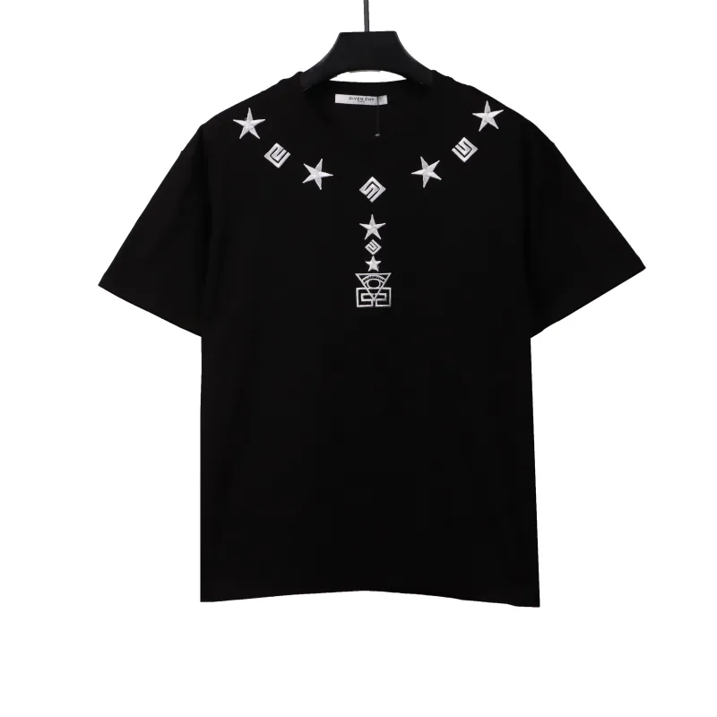 Givenchy five-pointed star necklace pendant embroidered short-sleeved black T-Shirts