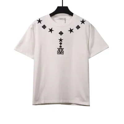  Givenchy five-pointed star necklace pendant embroidered short-sleeved white T-Shirts 01