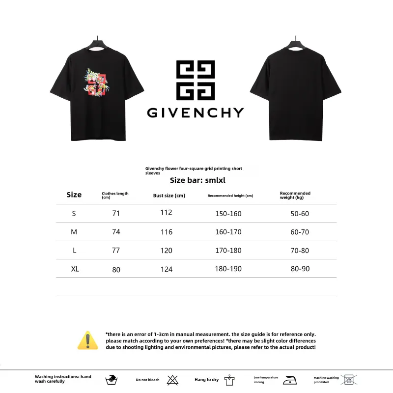 Givenchy floral quartz print short sleeve black T-Shirts