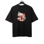  Givenchy floral quartz print short sleeve black T-Shirts