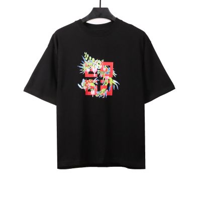 Givenchy floral quartz print short sleeve black T-Shirts 01