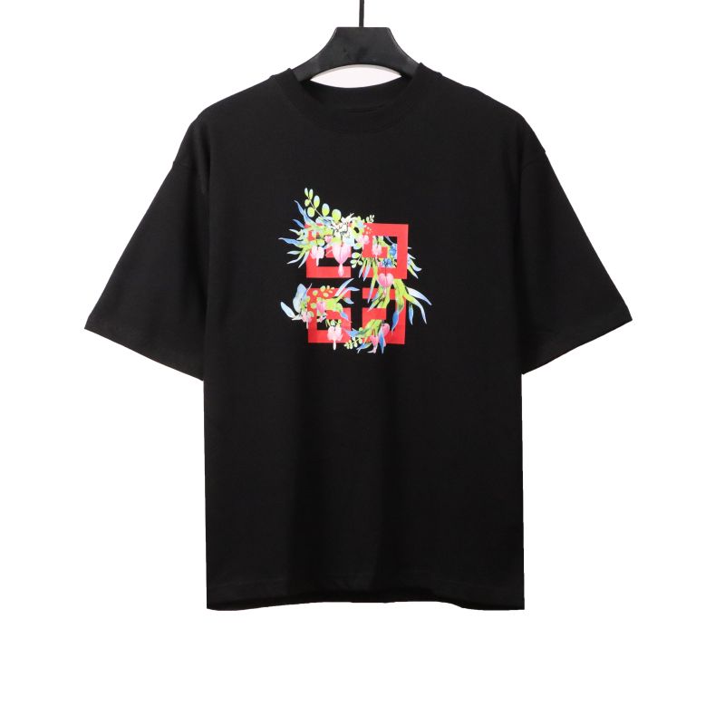 Givenchy floral quartz print short sleeve black T-Shirts