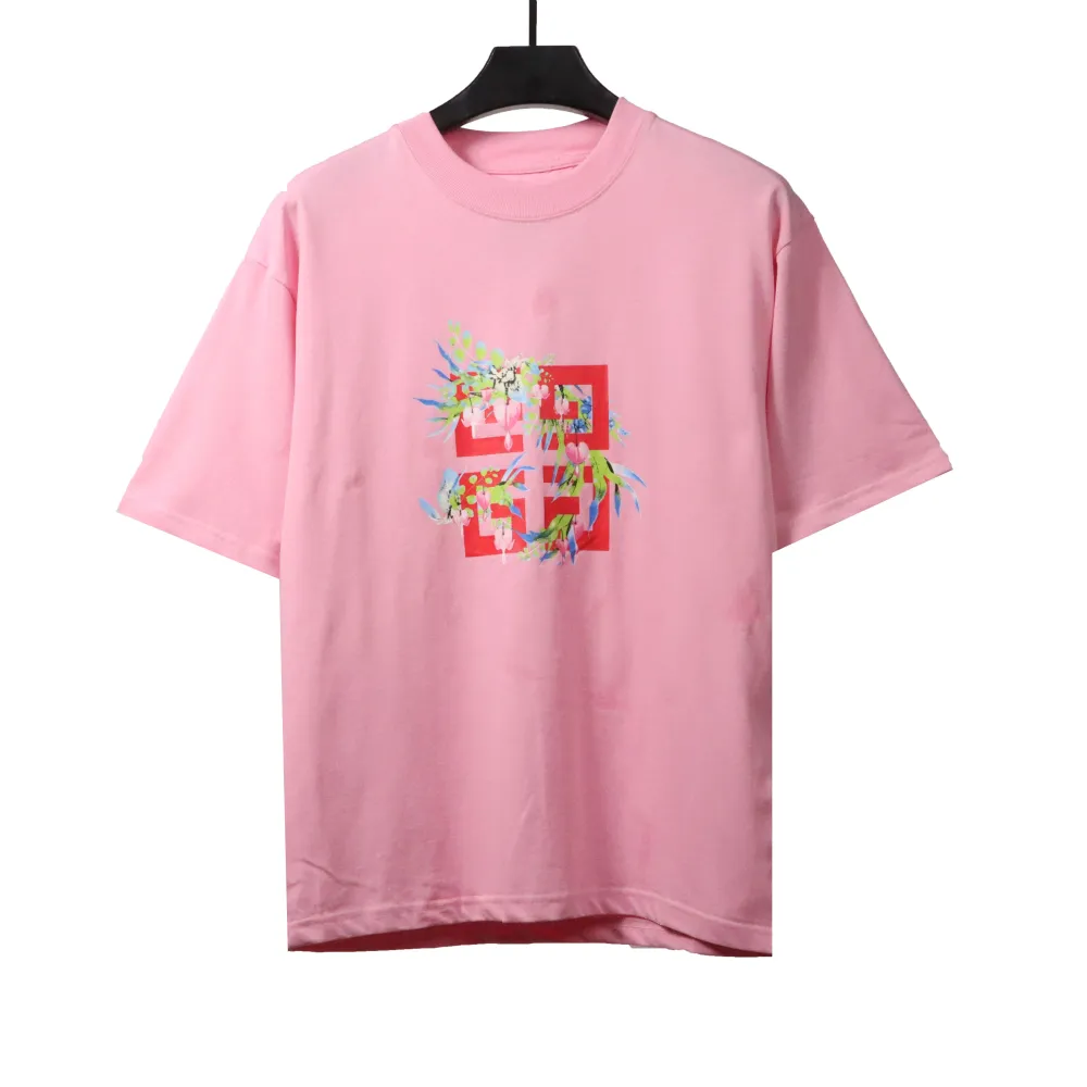  Givenchy floral quartz print short sleeve pink T-Shirts