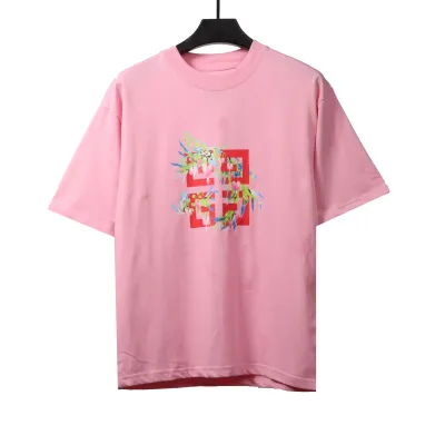 Givenchy floral quartz print short sleeve pink T-Shirts 01