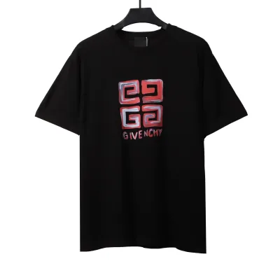  Givenchy hand-painted graffiti LOGO short-sleeved black T-Shirts 01