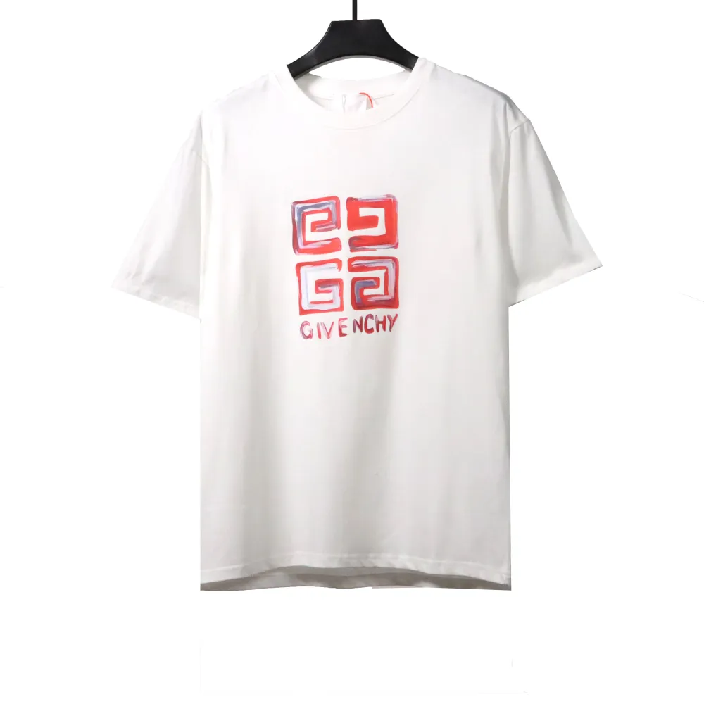  Givenchy hand-painted graffiti LOGO short-sleeved white T-Shirts