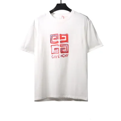  Givenchy hand-painted graffiti LOGO short-sleeved white T-Shirts 01