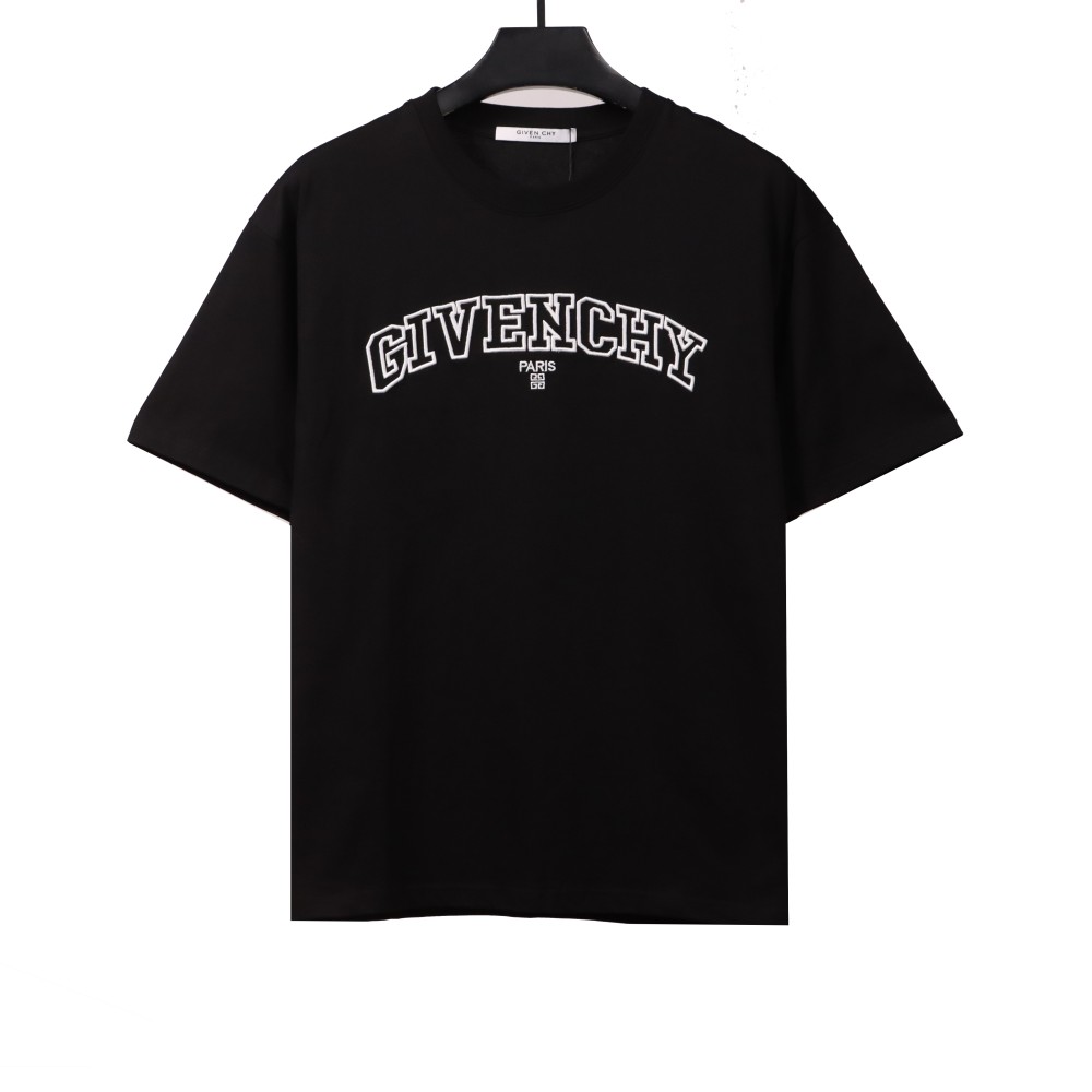  Givenchy hollow letter embroidered short-sleeved black T-Shirts