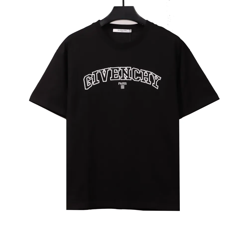  Givenchy hollow letter embroidered short-sleeved black T-Shirts