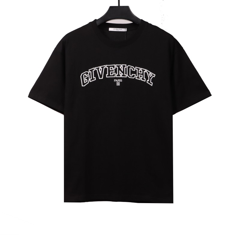  Givenchy hollow letter embroidered short-sleeved black T-Shirts