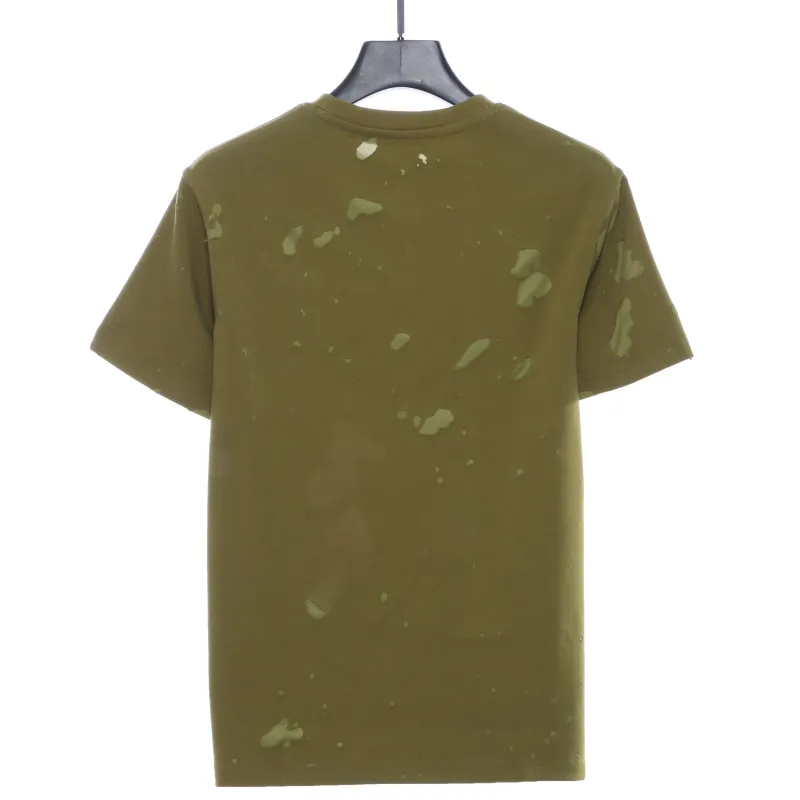  Givenchy letter print ripped short sleeve green T-Shirts