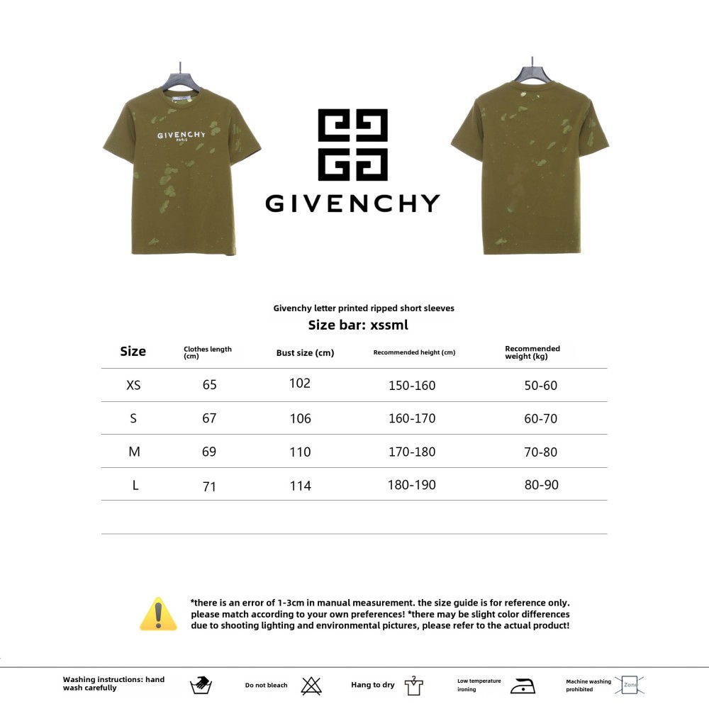 Givenchy letter print ripped short sleeve green T-Shirts