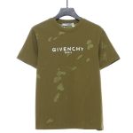 Givenchy letter print ripped short sleeve green T-Shirts