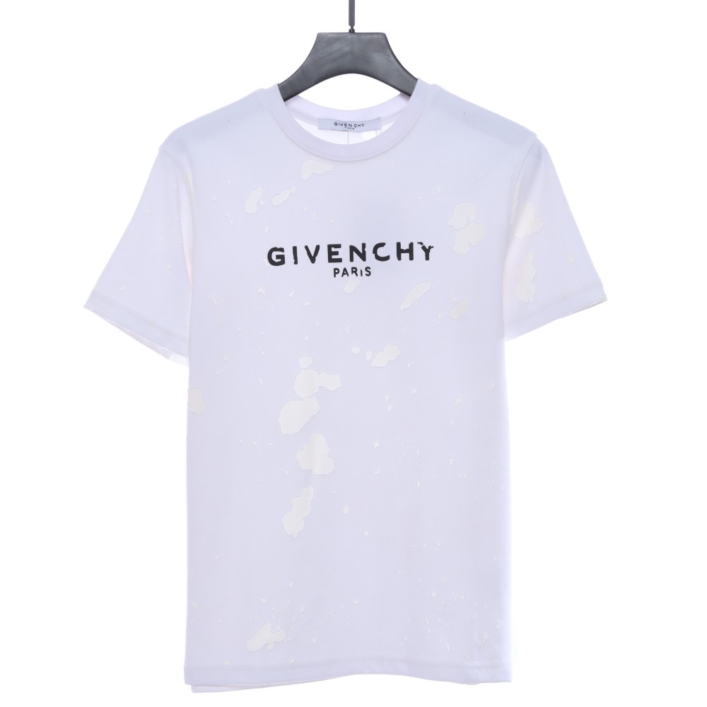 Givenchy letter print ripped short sleeve white T-Shirts
