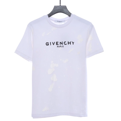 Givenchy letter print ripped short sleeve white T-Shirts 01