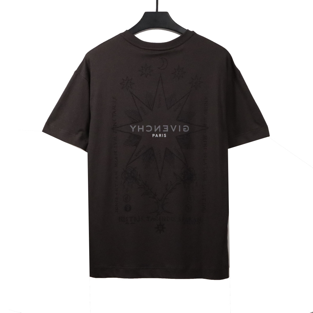  Givenchy octagonal star print round neck short-sleeved black T-Shirts