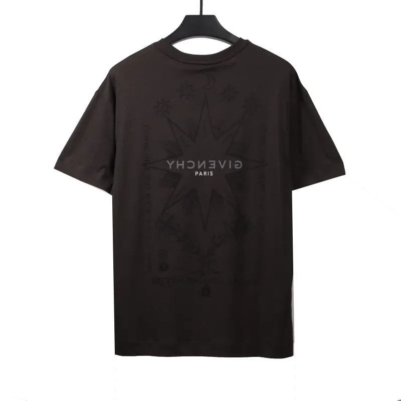  Givenchy octagonal star print round neck short-sleeved black T-Shirts