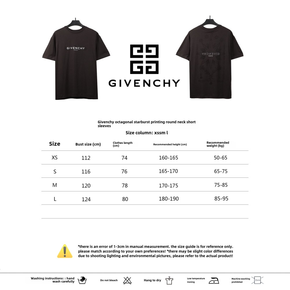  Givenchy octagonal star print round neck short-sleeved black T-Shirts