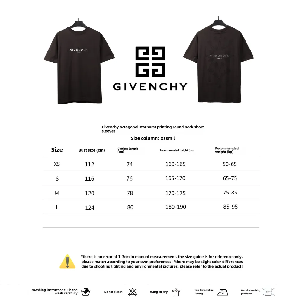  Givenchy octagonal star print round neck short-sleeved black T-Shirts