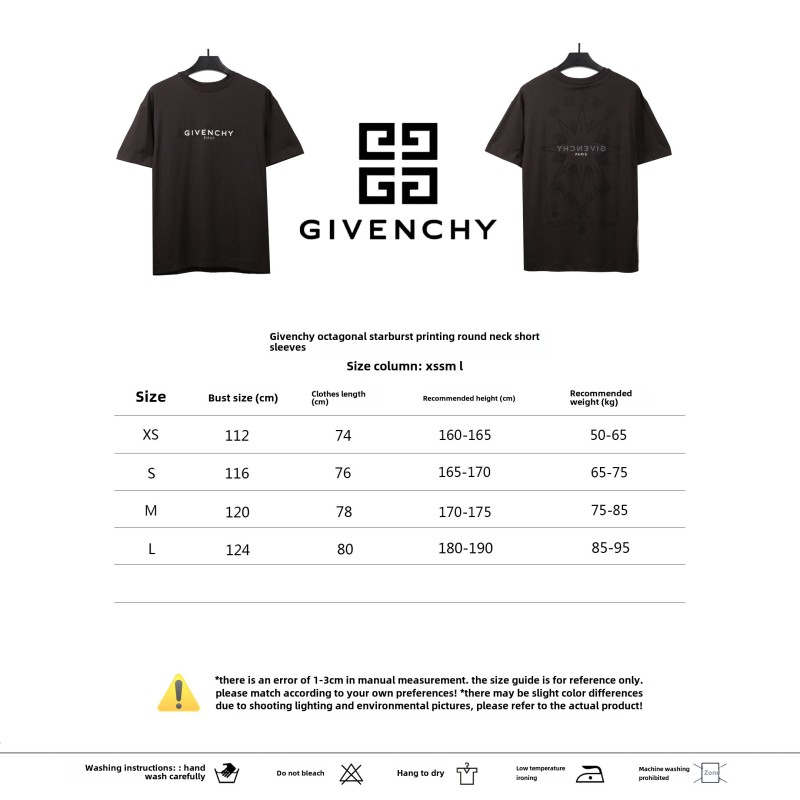  Givenchy octagonal star print round neck short-sleeved black T-Shirts
