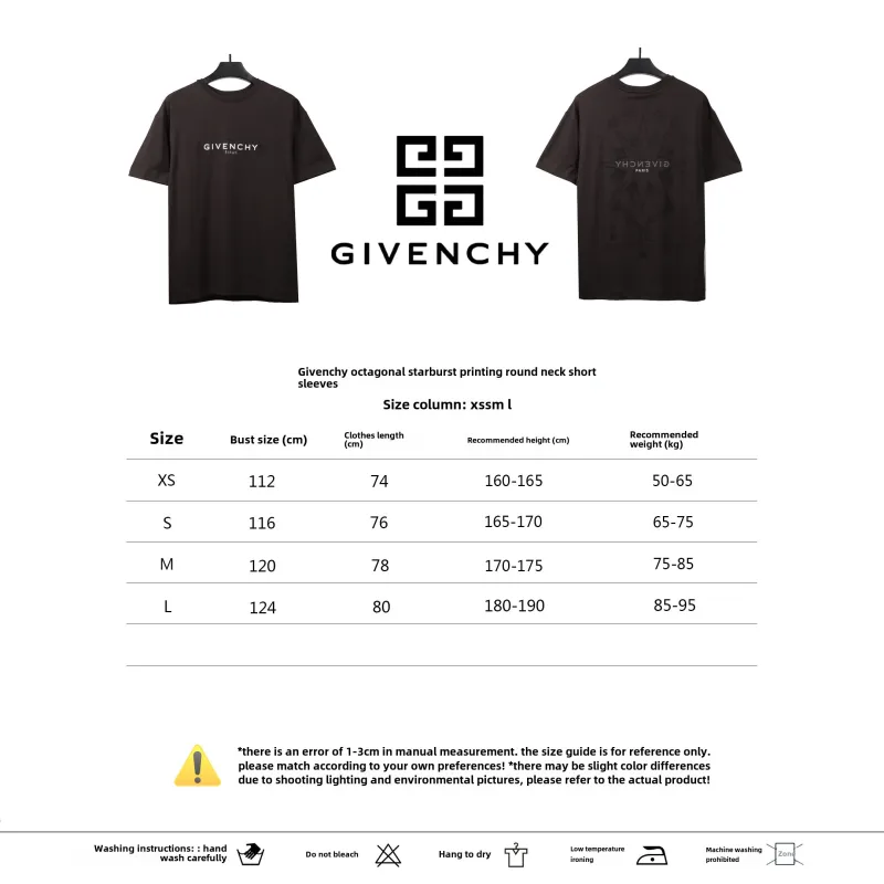  Givenchy octagonal star print round neck short-sleeved black T-Shirts