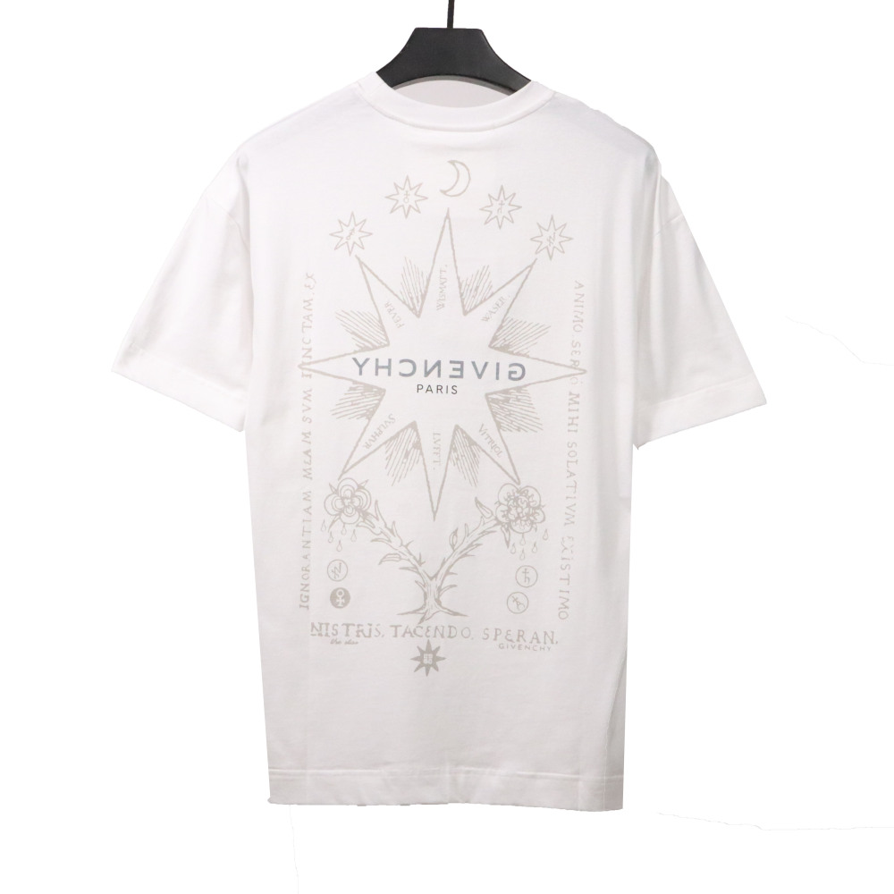 Givenchy octagonal star print round neck short-sleeved white T-Shirts