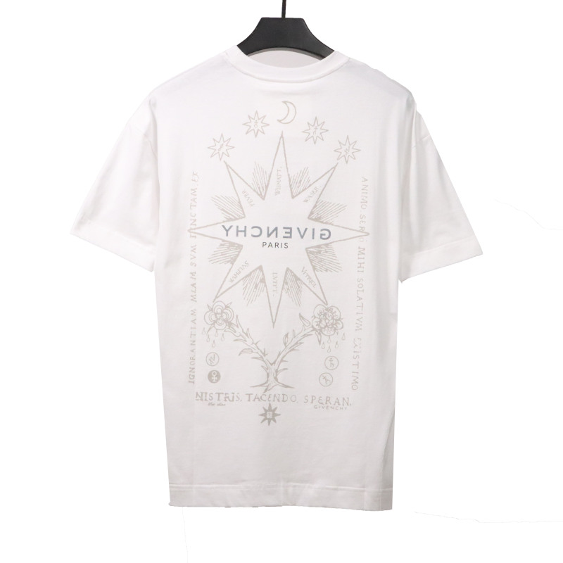  Givenchy octagonal star print round neck short-sleeved white T-Shirts