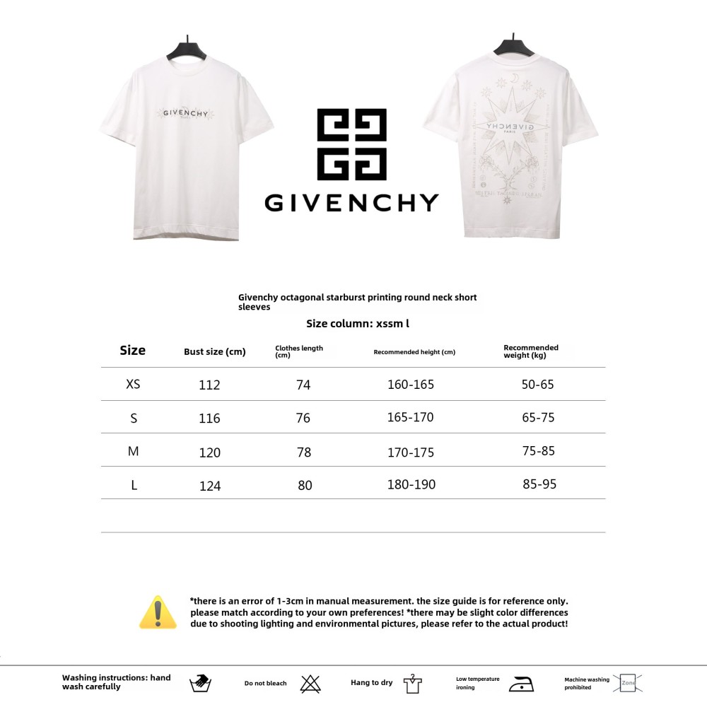  Givenchy octagonal star print round neck short-sleeved white T-Shirts
