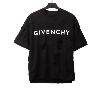 Givenchy ripped fake two-piece short sleeve black T-Shirts 01