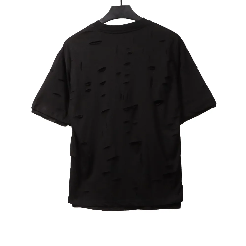  Givenchy ripped fake two-piece short sleeve black T-Shirts