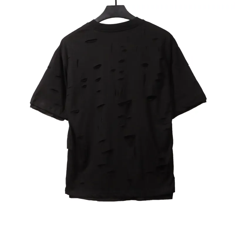  Givenchy ripped fake two-piece short sleeve black T-Shirts