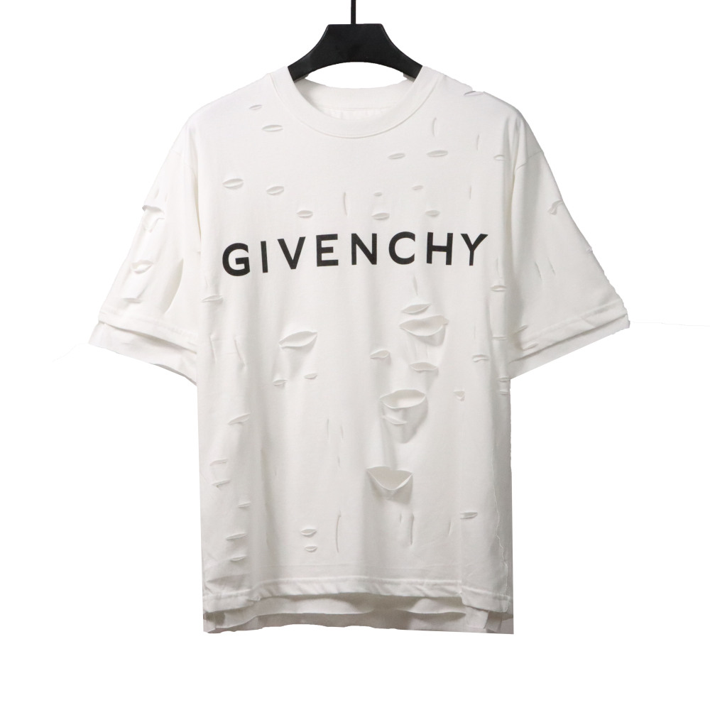 Givenchy ripped fake two-piece short sleeve white T-Shirts
