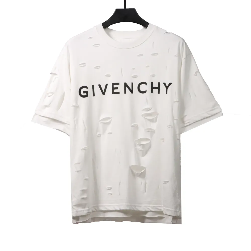  Givenchy ripped fake two-piece short sleeve white T-Shirts