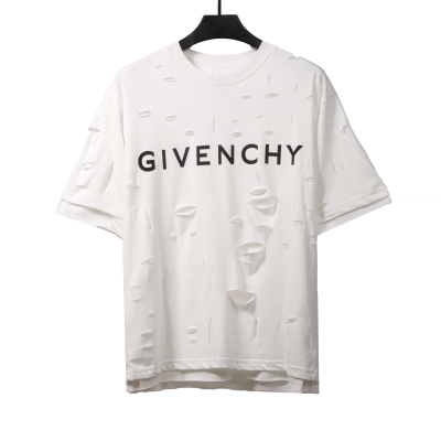 Givenchy ripped fake two-piece short sleeve white T-Shirts 01