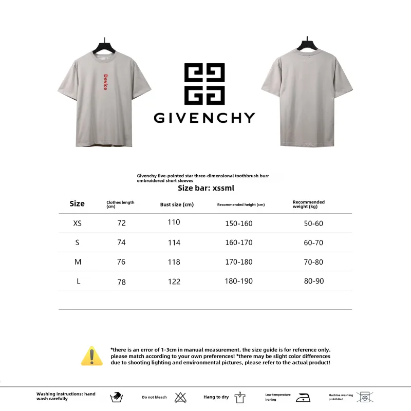 Givenchy three-dimensional toothbrush bristle embroidered short-sleeved white T-Shirts