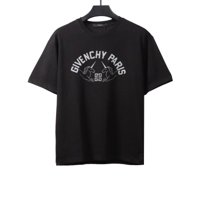 Givenchy unicorn print short sleeve black T-Shirts 01