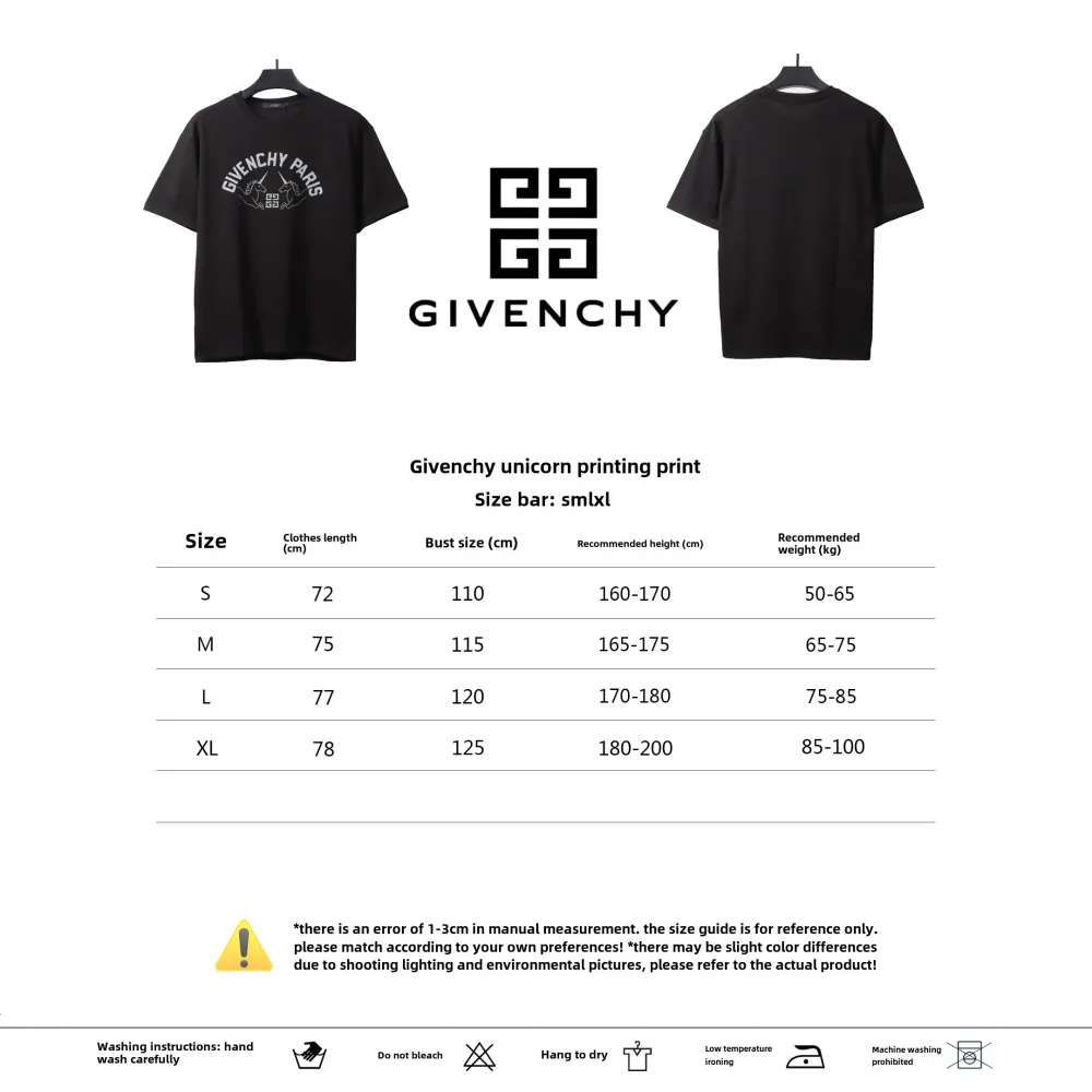  Givenchy unicorn print short sleeve black T-Shirts