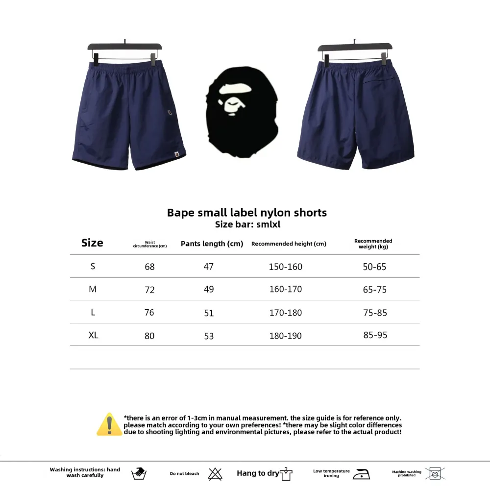 BAPE small logo nylon Short Pants navy blue
