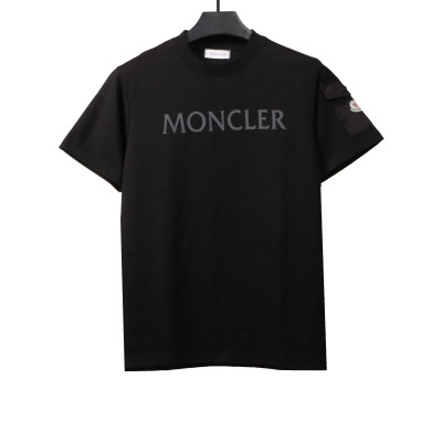 Moncler basic letter print short sleeve black T-Shirts 01