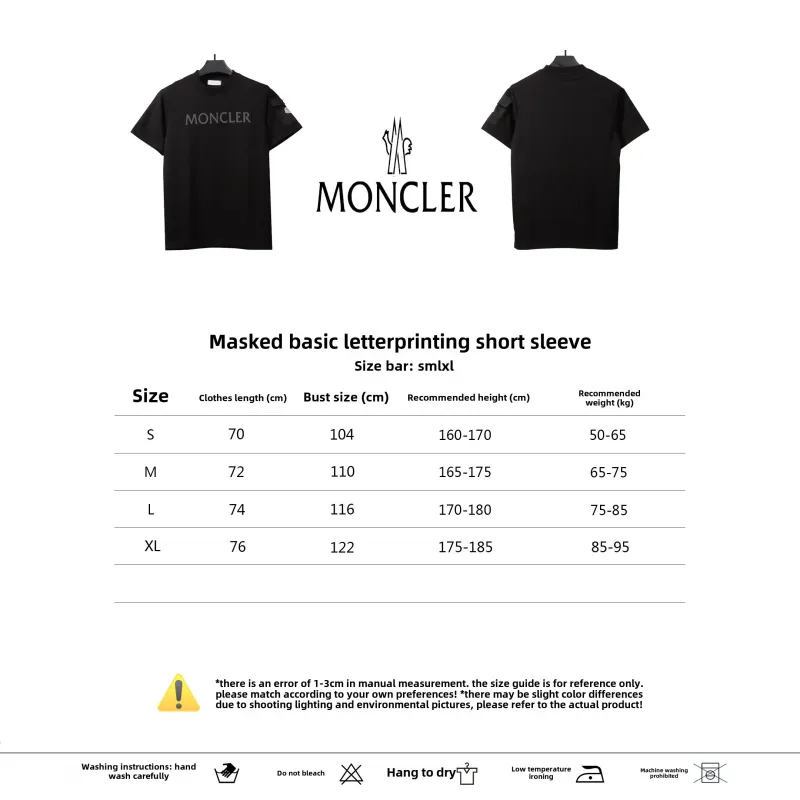 Moncler basic letter print short sleeve black T-Shirts