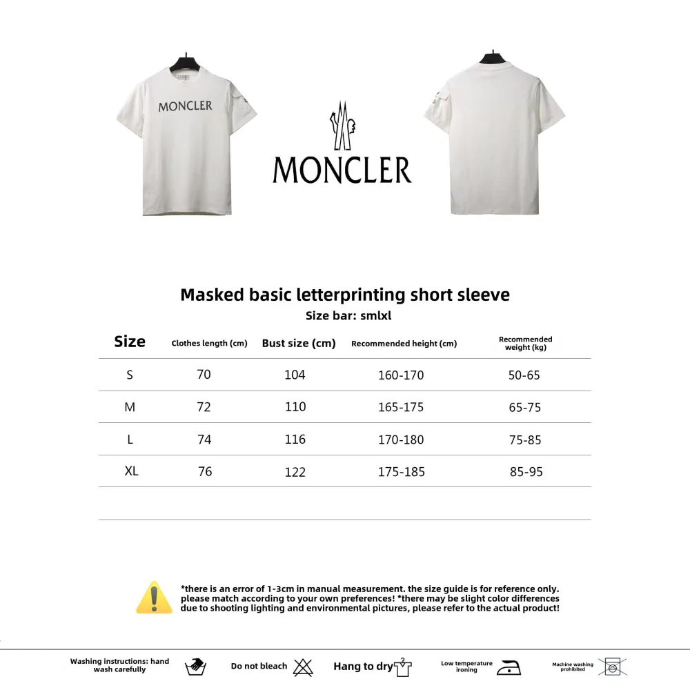  Moncler basic letter print short sleeve white T-Shirts