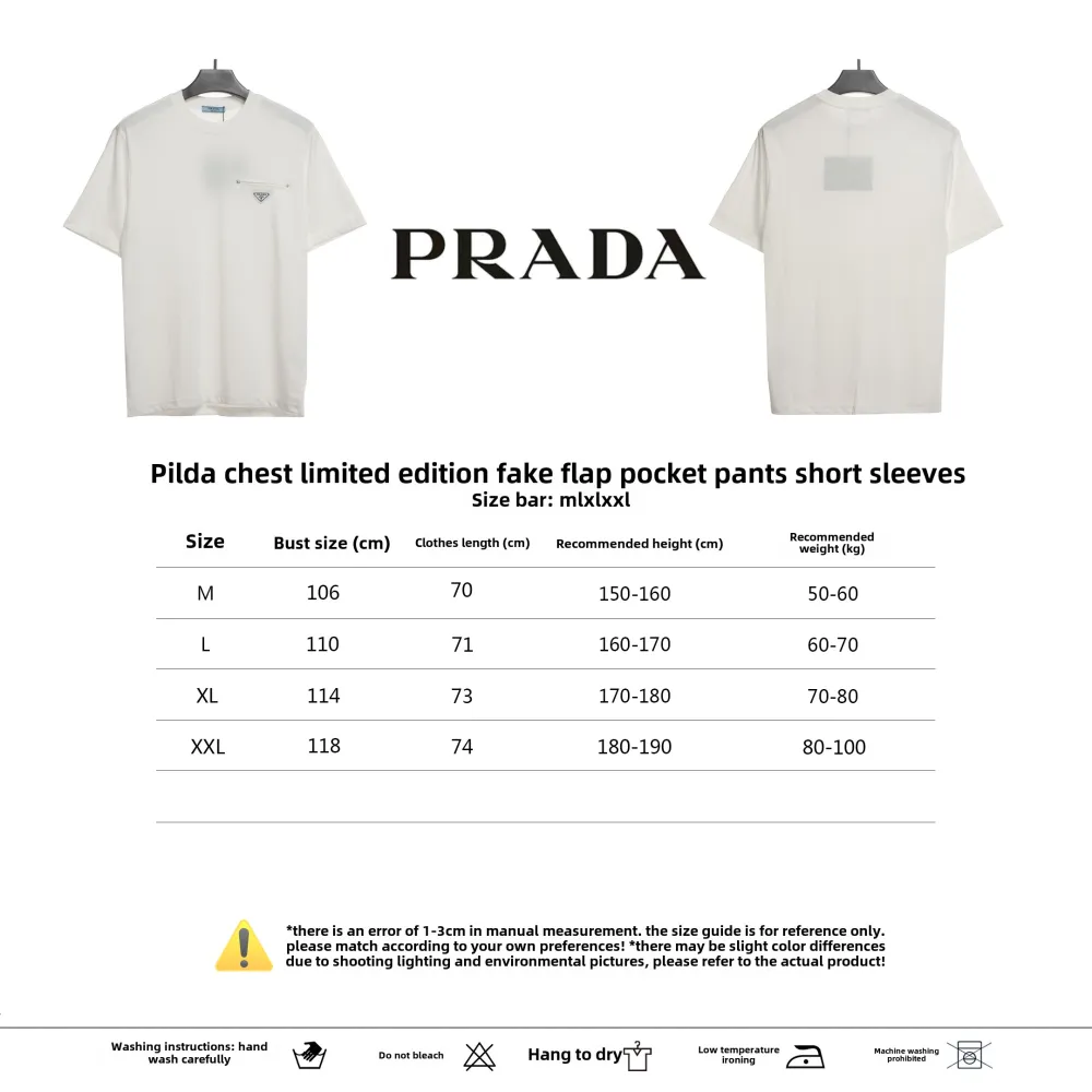  Prada chest limited fake pocket short sleeve T-Shirts
