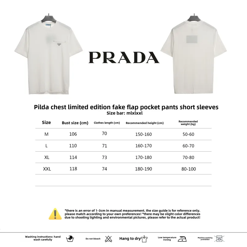  Prada chest limited fake pocket short sleeve T-Shirts