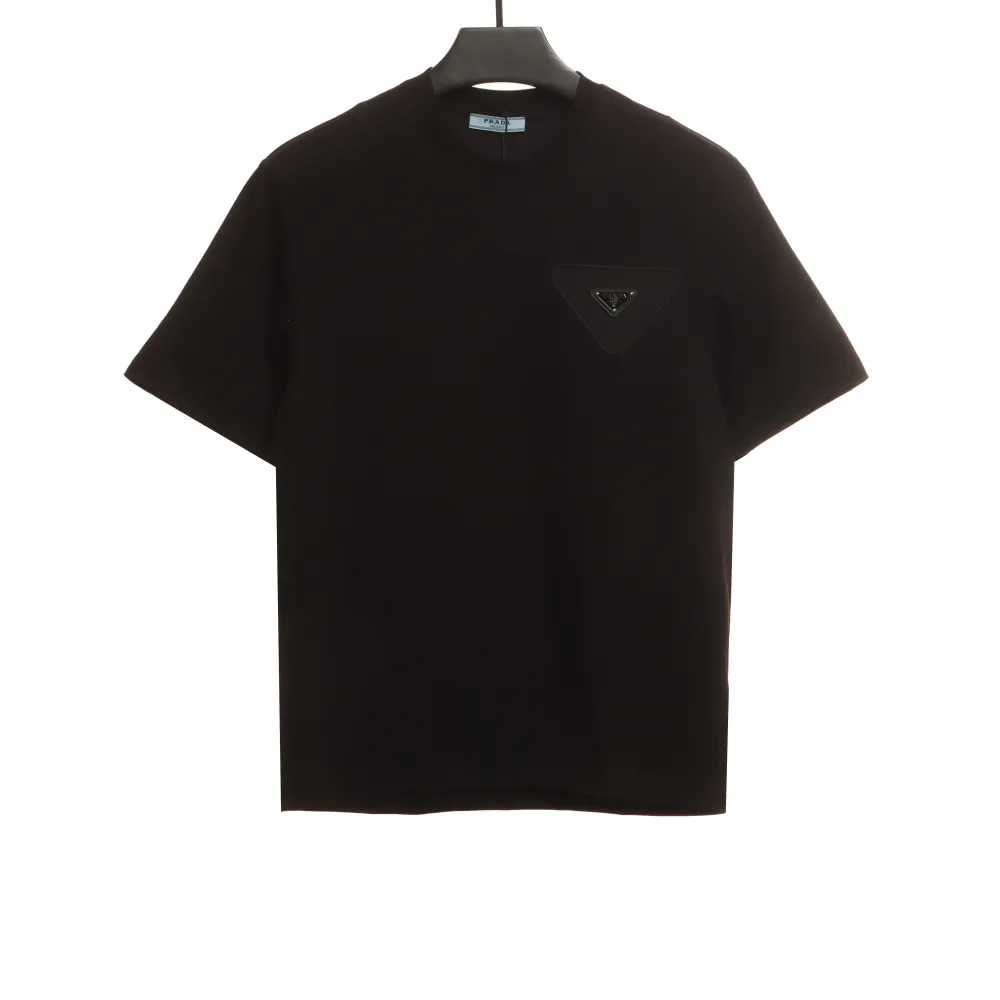 Prada chest overlapping triangle label short sleeve T-Shirts
