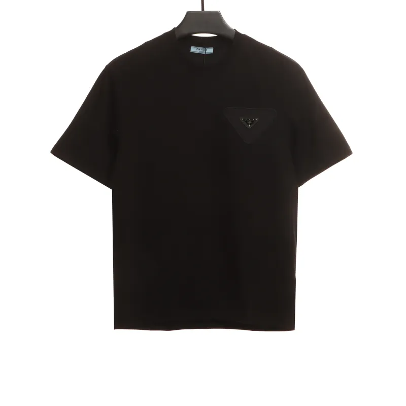  Prada chest overlapping triangle label short sleeve T-Shirts
