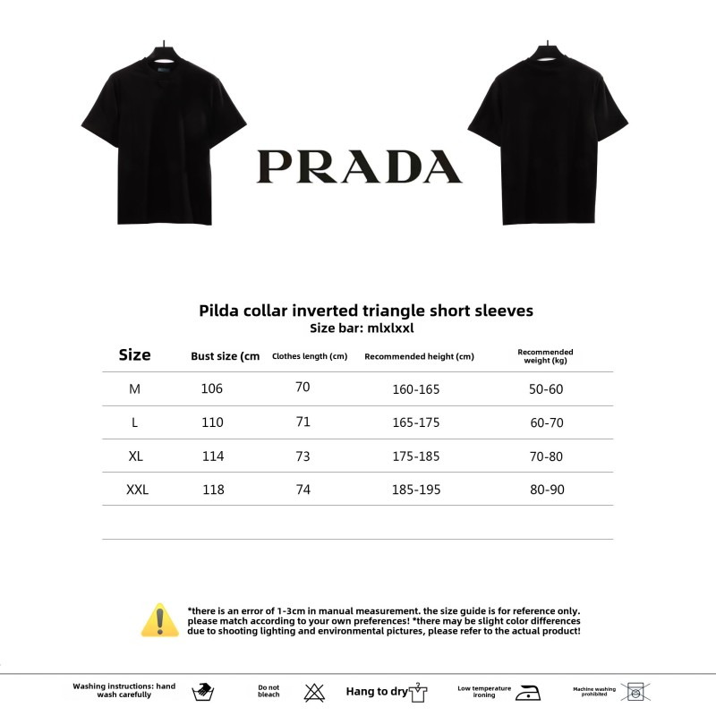 Prada collar inverted triangle short sleeve black T-Shirts