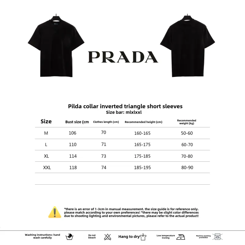 Prada collar inverted triangle short sleeve black T-Shirts